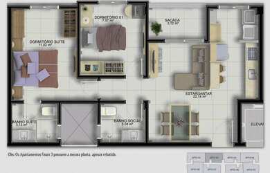 Imagem 6: Residencial Nações Unidas bairro Pinheirinho Criciúma apartamento a...