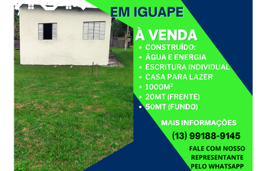 Imagem: A chácara possui 1000m² de Área e está localizado em Iguape