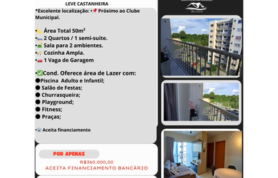 Imagem: O apartamento possui 2 Dormitórios, 1 Vaga na garagem, 50m²