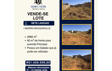 Imagem: O terreno possui 2.880m² de Área e está localizado em Sete