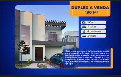 Imagem: A casa em condomínio possui 3 Dormitórios, 3 Suítes, 4 Banheiros