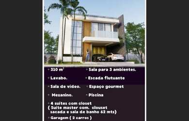 Imagem: A casa em condomínio possui 4 Dormitórios, 4 Suítes, 6 Banheiros