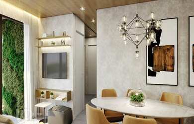 Imagem: O apartamento possui 1 Dormitório, 2 Banheiros, 1 Vaga na garagem