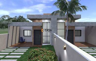 Imagem: A casa possui 3 Dormitórios, 1 Suíte, 1 Banheiro, 2 Vagas