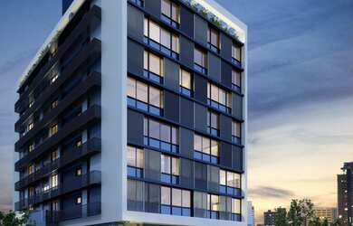 Imagem: O apartamento possui 1 Dormitório, 1 Banheiro, 1 Vaga na garagem