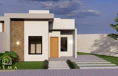 Imagem: A casa possui 3 Dormitórios, 1 Vaga na garagem e 56m² de Área