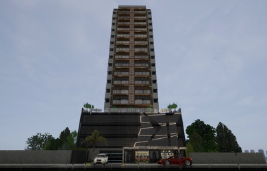 Imagem: O apartamento possui 1 Dormitório, 1 Banheiro, 1 Vaga na garagem