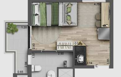 Imagem 11: 1 dormitório, 1 banheiros, 55M² de Área Construída