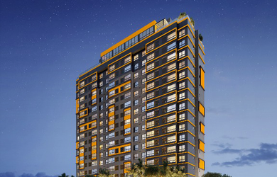 Imagem: O apartamento possui 1 Dormitório, 1 Banheiro, 1 Vaga na garagem