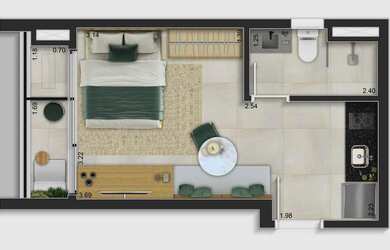 Imagem 6: 2 dormitórios, 1 suítes, 2 banheiro, 1 vaga na garagem, 76M² de Área...