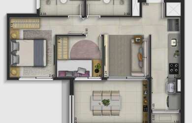 Imagem 9: 2 dormitórios, 1 suítes, 2 banheiro, 1 vaga na garagem, 76M² de Área...