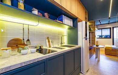 Imagem: O studio possui 1 Dormitório, 1 Banheiro, 26m² de Área e