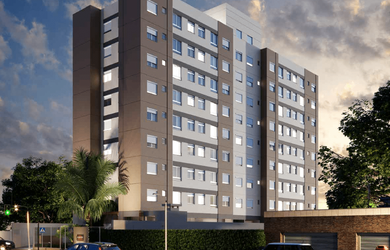 Imagem: O apartamento possui 2 Dormitórios, 1 Banheiro, 1 Vaga na garagem