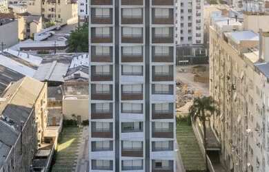 Imagem: O studio possui 1 Dormitório, 1 Banheiro, 24m² de Área e