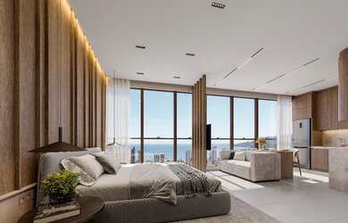 Imagem: O apartamento possui 1 Dormitório, 1 Banheiro, 1 Vaga na garagem