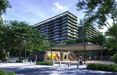 Imagem: A sala comercial possui 2 Banheiros, 2 Vagas na garagem e 80m²