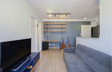 Imagem: O apartamento possui 1 Dormitório, 1 Suíte, 2 Banheiros, 1