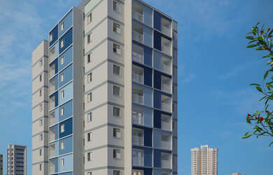 Imagem: O apartamento possui 2 Dormitórios, 1 Banheiro, 1 Vaga na garagem