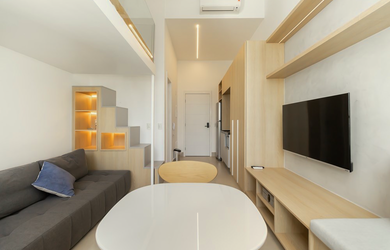 Imagem: O apartamento possui 1 Dormitório, 1 Suíte, 1 Banheiro, 25m²