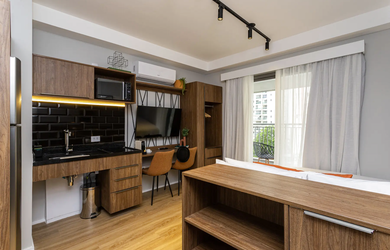 Imagem: O apartamento possui 1 Dormitório, 1 Banheiro, 26m² de Área