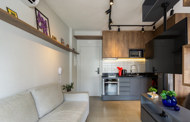 Imagem: O apartamento possui 1 Dormitório, 1 Suíte, 1 Banheiro, 1