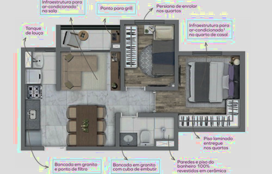 Imagem: O apartamento possui 2 Dormitórios, 1 Banheiro, 38m² de Área