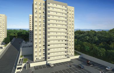 Imagem: O apartamento possui 2 Dormitórios, 1 Banheiro, 1 Vaga na garagem