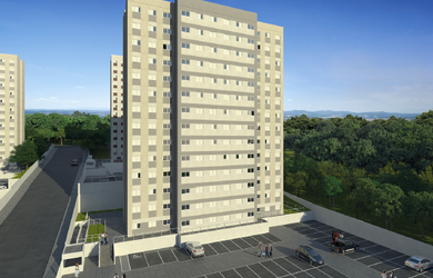 Imagem: O apartamento possui 2 Dormitórios, 1 Banheiro, 1 Vaga na garagem