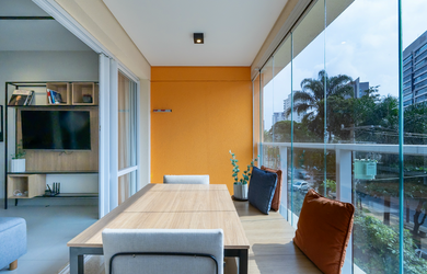 Imagem: O apartamento possui 1 Dormitório, 1 Banheiro, 1 Vaga na garagem