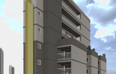 Imagem: O apartamento possui 1 Dormitório, 1 Banheiro, 1 Vaga na garagem