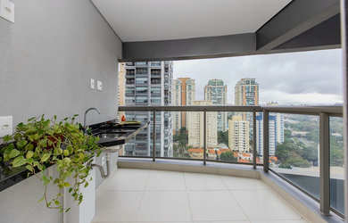 Imagem: O apartamento possui 1 Dormitório, 1 Suíte, 2 Banheiros, 1