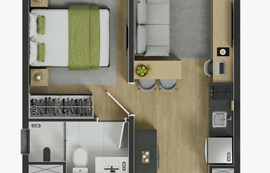 Imagem 14: 1 dormitório, 1 suítes, 1 banheiros, 44M² de Área Construída