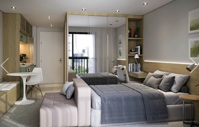 Imagem: O apartamento possui 1 Dormitório, 1 Banheiro e 25m² de Área