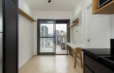 Imagem: O studio possui 1 Dormitório, 1 Suíte, 1 Banheiro, 27m² de