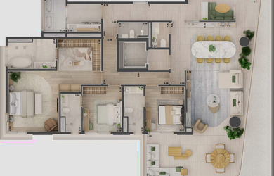 Imagem 14: Etmo Jardins, 3 dormitórios, 3 suíte, 5 banheiro, 3 vagas na garagem, 192M² de Área Constr