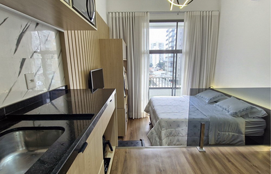 Imagem: O apartamento possui 1 Dormitório, 1 Banheiro, 23m² de Área