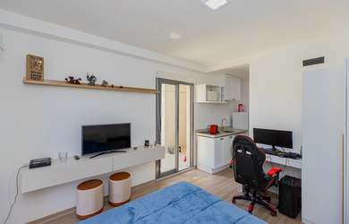 Imagem: O apartamento possui 1 Dormitório, 1 Suíte, 1 Banheiro, 56m²