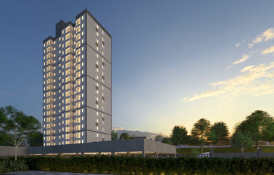 Imagem: O apartamento possui 2 Dormitórios, 1 Banheiro, 1 Vaga na garagem