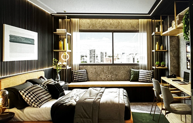 Imagem: O apartamento possui 1 Dormitório, 1 Suíte, 1 Banheiro e está