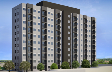 Imagem: O apartamento possui 2 Dormitórios, 1 Banheiro, 1 Vaga na garagem