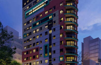 Imagem: O studio possui 1 Dormitório, 1 Banheiro, 24m² de Área e