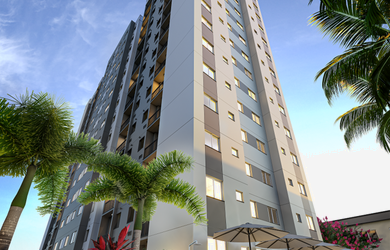 Imagem: O apartamento possui 2 Dormitórios, 1 Banheiro, 1 Vaga na garagem