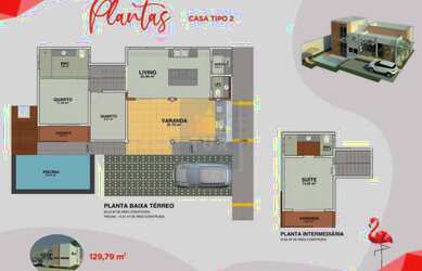 Imagem 10: CASAS NO COND. FLAMINGOS. Piscina, Varanda, 116m² de Áreae1 Vaga na...