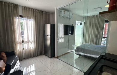 Imagem: O apartamento possui 1 Dormitório, 1 Suíte, 1 Banheiro, 1