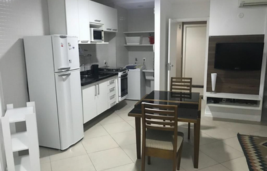 Imagem: O apartamento possui 1 Dormitório, 1 Banheiro, 1 Vaga na garagem